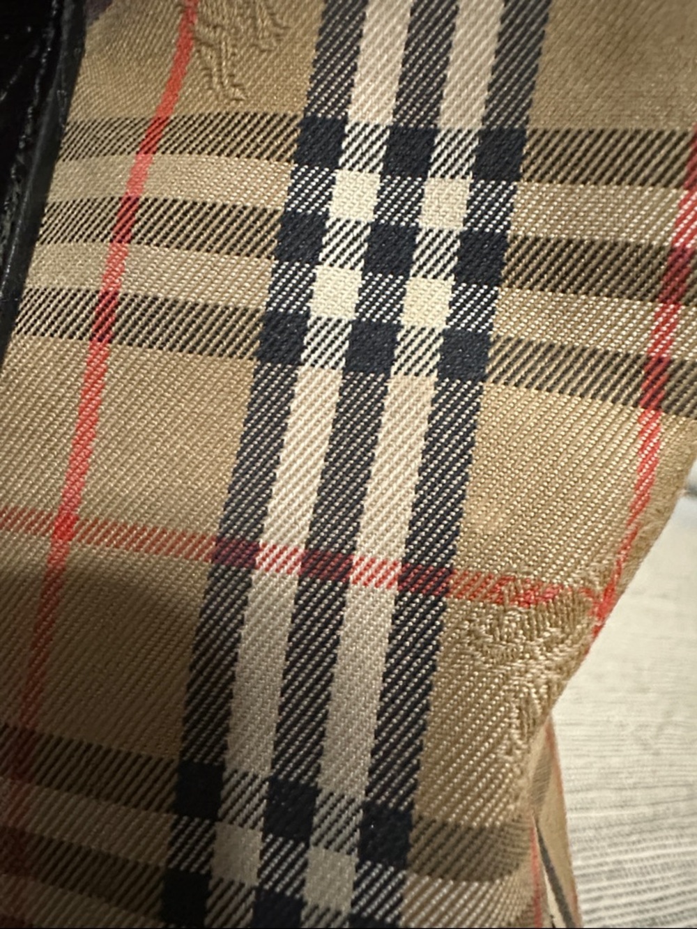 Burberry Classic Check Canvas Tote Bag with Black Leather Trim - Picture 11 of 15